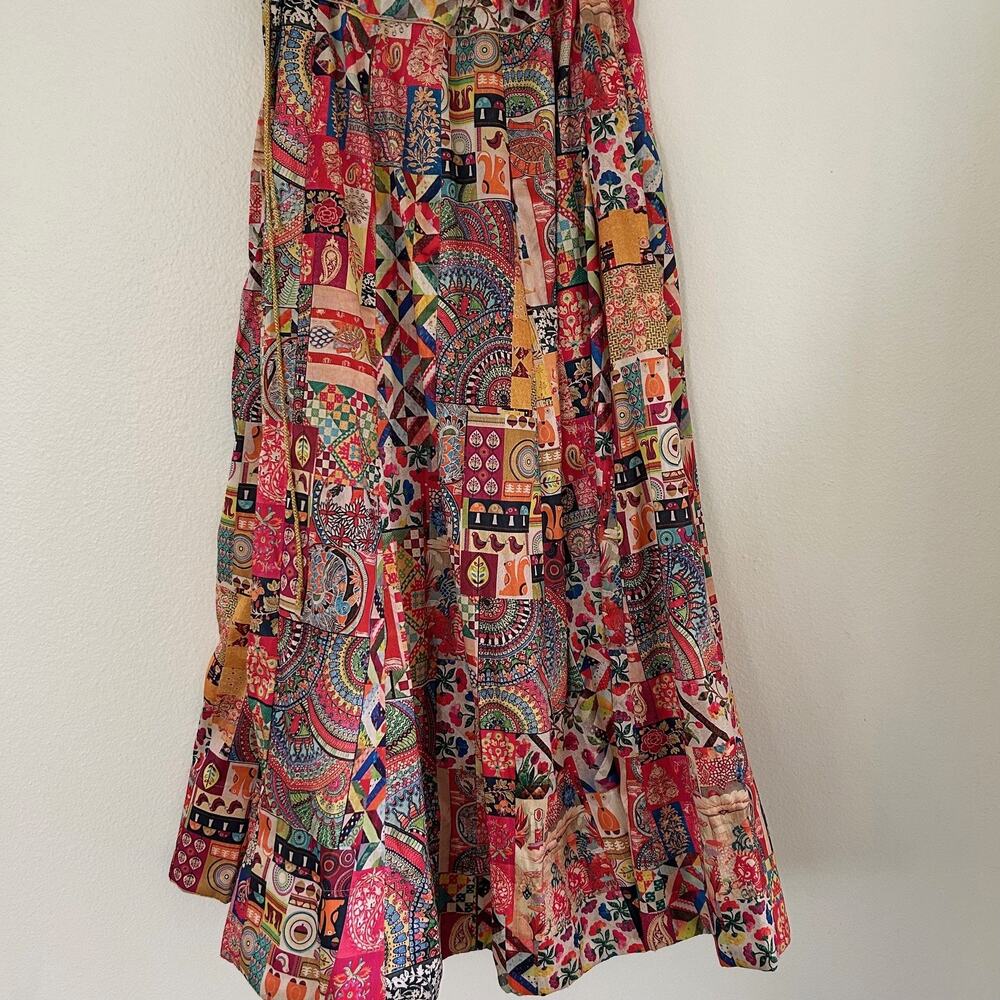 Patchwork Maxi Skirt Full Multicolor Funky Tie Cl… - image 5